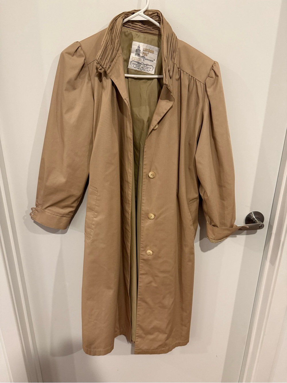 London Fog Tan Classic Trench Coat with Rolled Cuffs